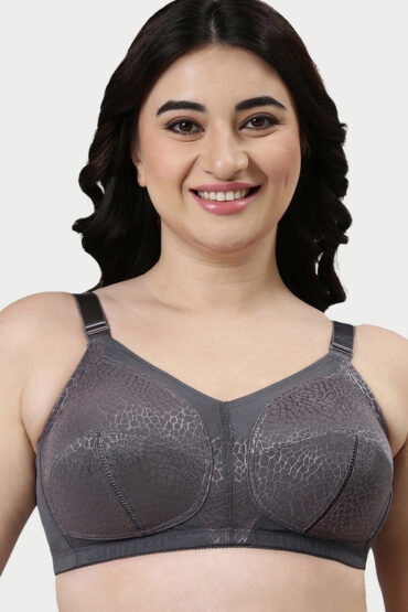 Aentic Innovations Transform M-Frame, Ultimate curve Support, Jiggle control, Women's Bra - Non Padded, Wirefree, Full Coverage - F096 (Available in Plus Sizes) (Ink Grey)