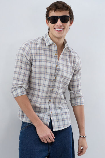 Coastal Beige & White Box Checks Shirt