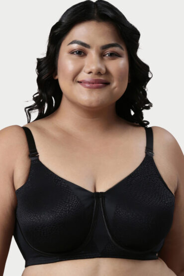 Aentic Innovations Transform Women's Full Support Minimizer Bra -  Smoothening and Breathable Non Padded, Wired, Full Coverage  - F124 (Available in Plus Sizes) (Black)