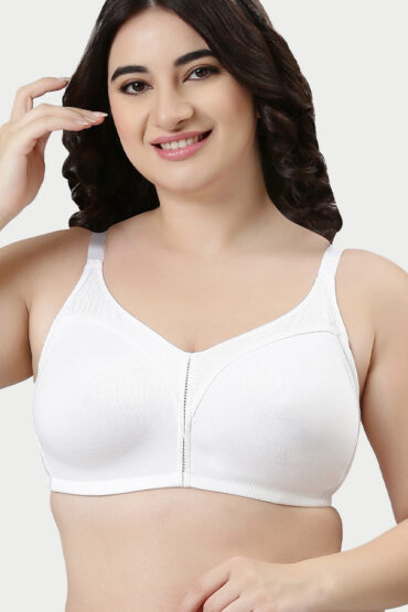 Aentic Innovations Fabcool Full Support Everyday Full Figure Bra - Jiggle Control and Antimicrobial, Non-Padded, Wirefree, Full Coverage Women's Bra - AB75 (Available in  Plus Sizes) (White)