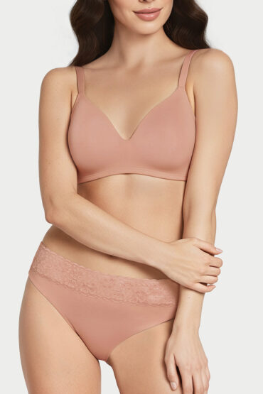 Aentic Drip Trim Lace Bikini for Women Low Waist, Lace at Waist - SMP03 (Mocha Mousse (17-1230 Tpg))