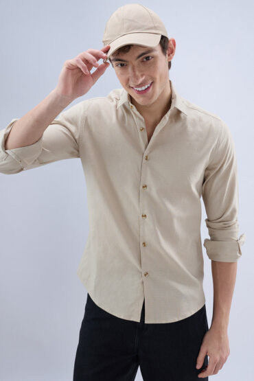 Bone Beige Contemporary Everyday Shirt