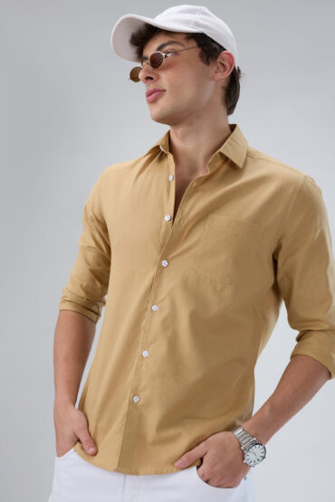 Solid Camel Beige Statement Shirt