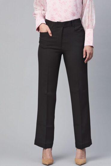 Women Black High - Rise Regular Fit Chinos Trousers