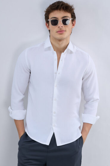 Classic White Slub Weave Shirt