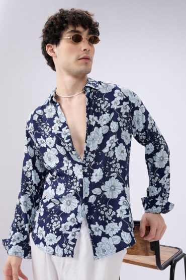 Navy Floral Escape Holiday Shirt
