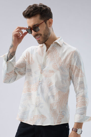 Tropical Escape Off-White Printed Shirt