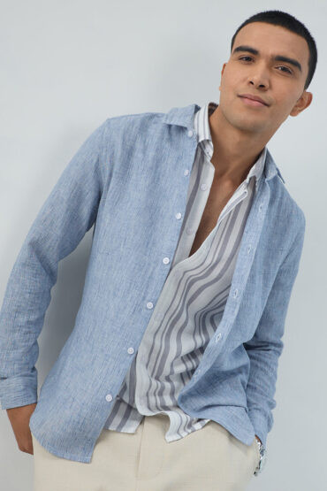 Elegant Solid Blue Shirt