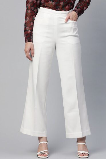 Women Classic Regular Fit Mid-Rise Parallel Trousers