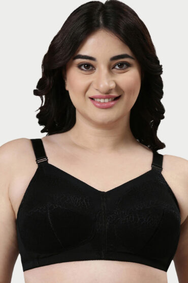 Aentic Innovations Transform M-Frame, Ultimate curve Support, Jiggle control, Women's Bra - Non Padded, Wirefree, Full Coverage - F096 (Available in Plus Sizes) (Black)