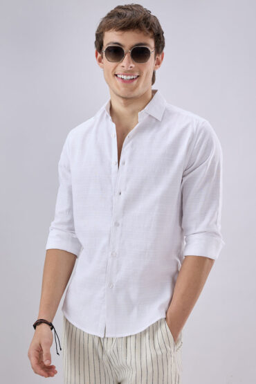 Snow White Textured Weave Shirt