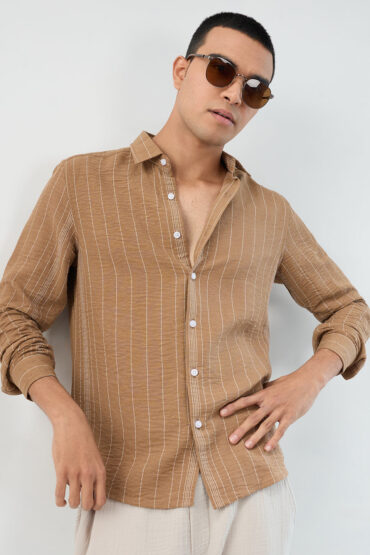 Schmick Warm Brown Pinstripe Shirt