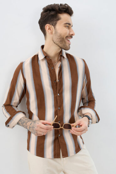 Luxe Meadow Weave Herringbone Multi Striped Corduroy Shirt