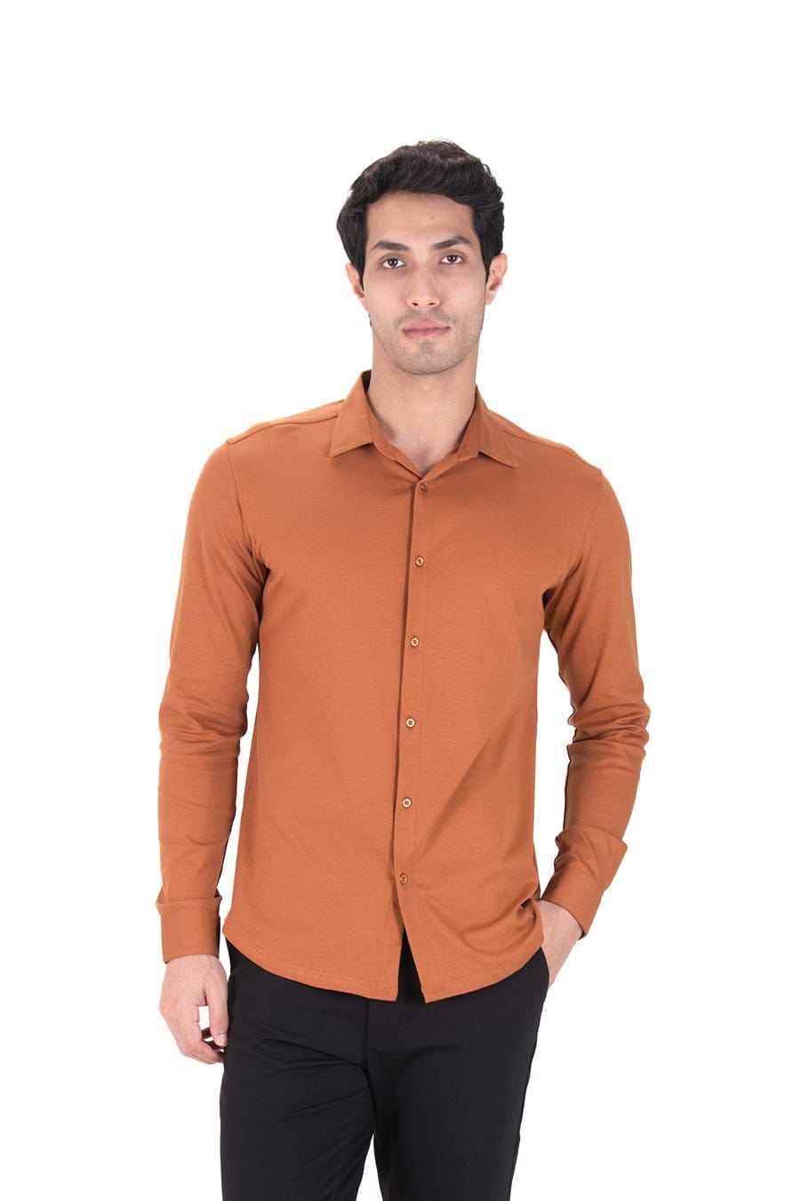 Fluid Cotton Flow Shirt - Burnt Orange