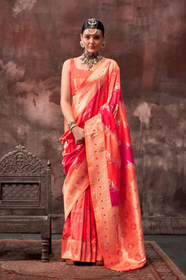 Kaia Red Silk Woven Ready to Wear Aentic Saree