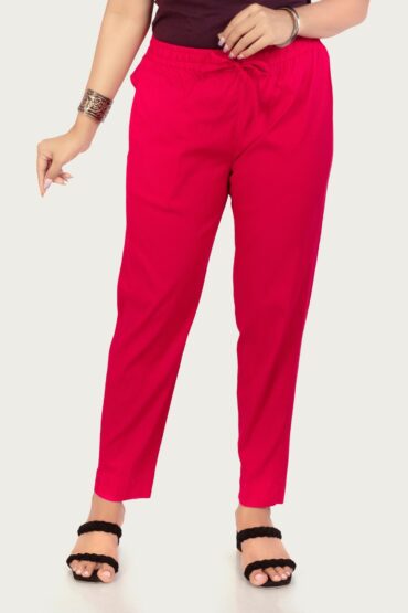 Rani Pink Cotton Lycra Pant