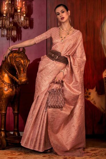 Katia Silk Pink Floral Aentic Saree