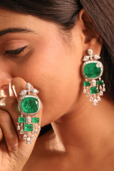 Exquisite Emerald Diamond Statement Earrings
