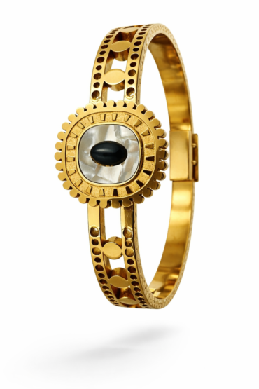 Gold Evil Eye Bracelet with Mother-of-Pearl Center