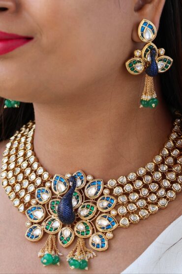 Designer Peacock Set -Premium Kundan Polki