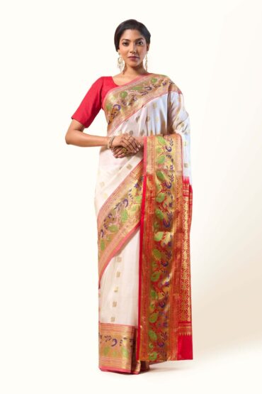 Aentic Off-White Venkatagiri Silk Saree