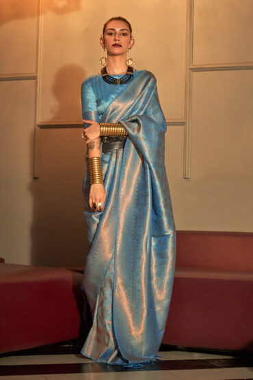 Dalia Blue Silk Woven Ready to Wear Aentic Saree