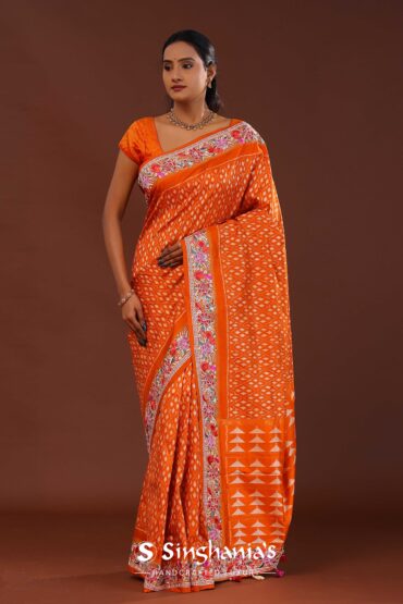 Vibrant Orange Patola Saree