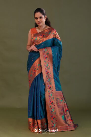 Regal Blue Paithani Saree With Butti'S