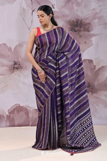 Midnight Blue Rangkat Banarasi Saree