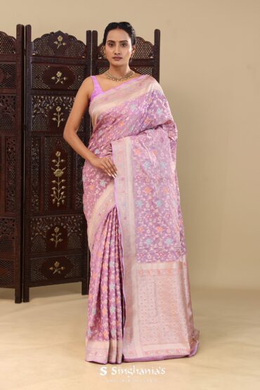 Lavender Banarasi Tissue Saree With Meenakari Design