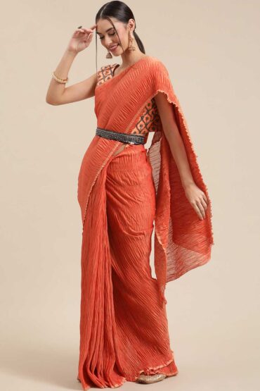 Megan Rust Solid Polycotton Aentic Saree