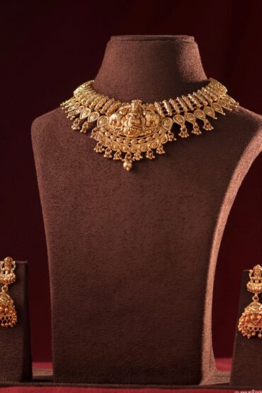 Lakshmi Grace Temple Necklace Set with matching earrings