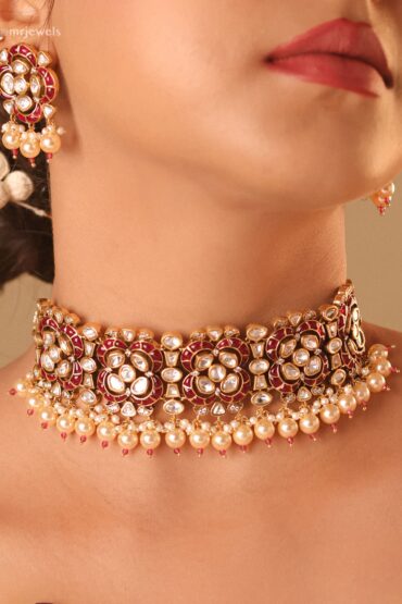 Ruby Emerald Kundan Pearl Choker Set