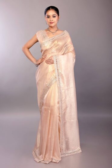 Light Pink Jimmy Choo Saree with Sequin Embellished Border