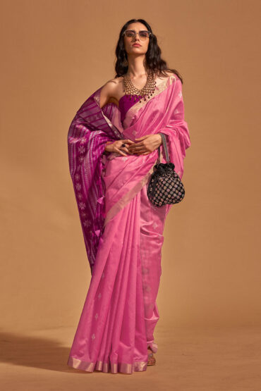 Sia Lavender Kanoi Silk Woven Floral Aentic Saree