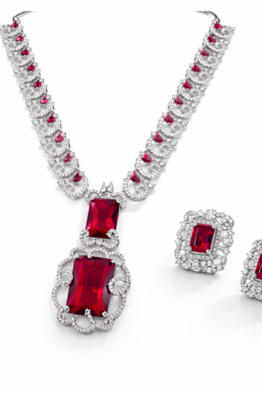 Regal Ruby Silver Royale Necklace Set