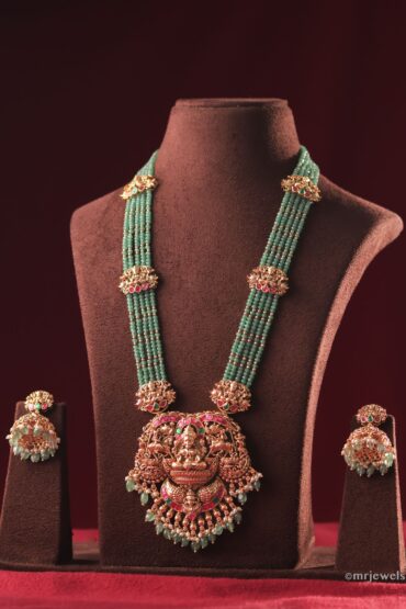 Lakshmi Emerald Beaded Antique Nakashee Necklace Set