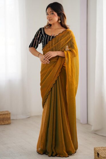 Talia Gold Chiffon Embellished Ready to Wear Saree