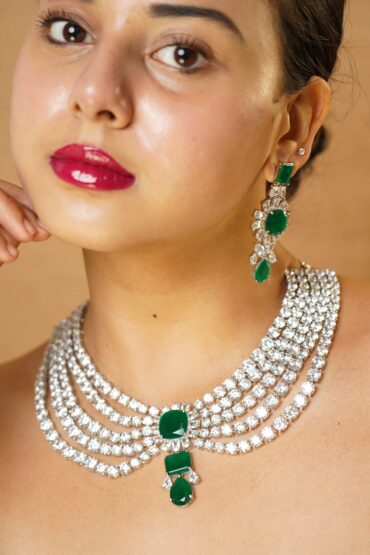 5 layered Diamond Ruby & Emerald  Necklace Set