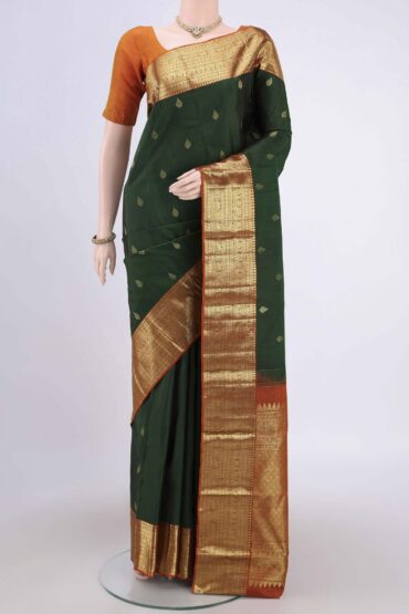 Bottle Green Kanchipuram Silk Saree