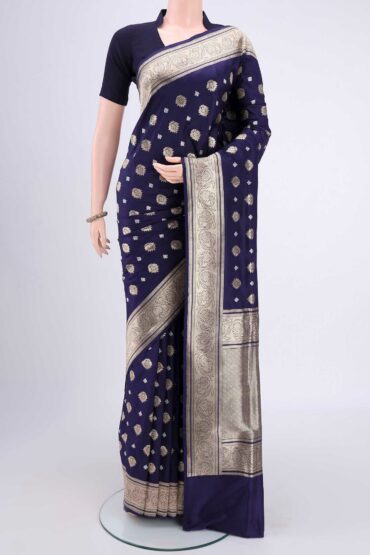 Navy Blue Banarasi Silk Saree