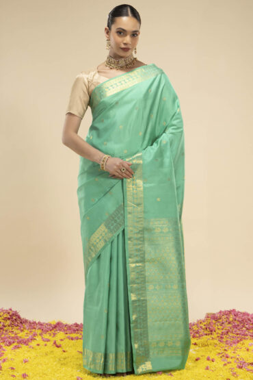 Anudhyana-Turquoise Kanchipuram Silk Saree
