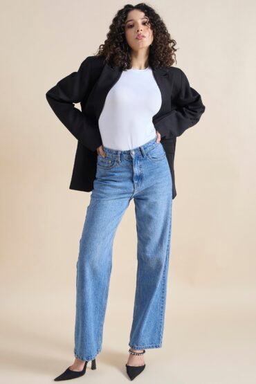 Women Black Oversized Fit Notched Lapel Formal Blazer