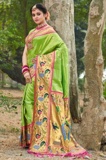 Aarthi Green Paithani Art Silk Aentic Saree