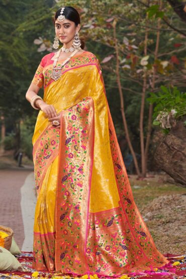 Lucy Yellow Paithani Art Silk Aentic Saree
