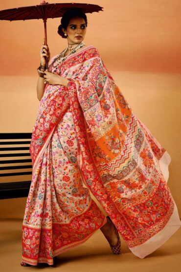 Sienna Pink Cotton Silk Floral Aentic Saree