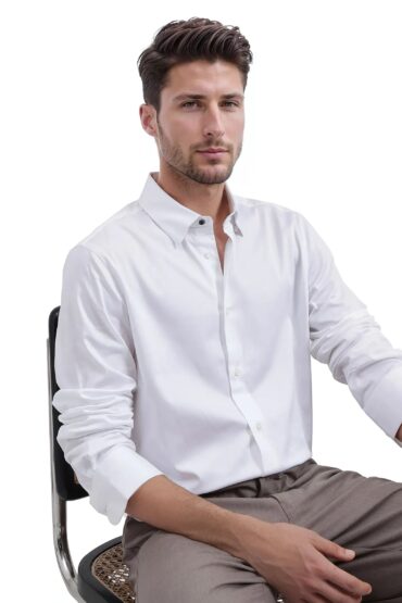 Aentic Men's Cotton Blend Plain Regular Fit Full Sleeve Collared Shirt