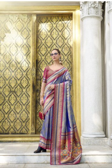 Banarasi Silk Saree with Multicolored Patola-Style Border
