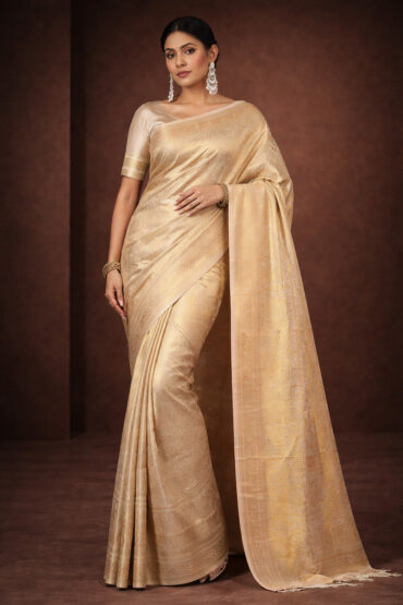 Abbey Beige Silk Handloom Weaving Aentic Saree