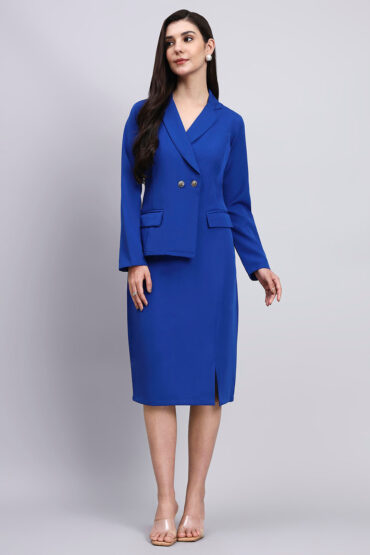 Women Cobalt Blue Blazer Dress